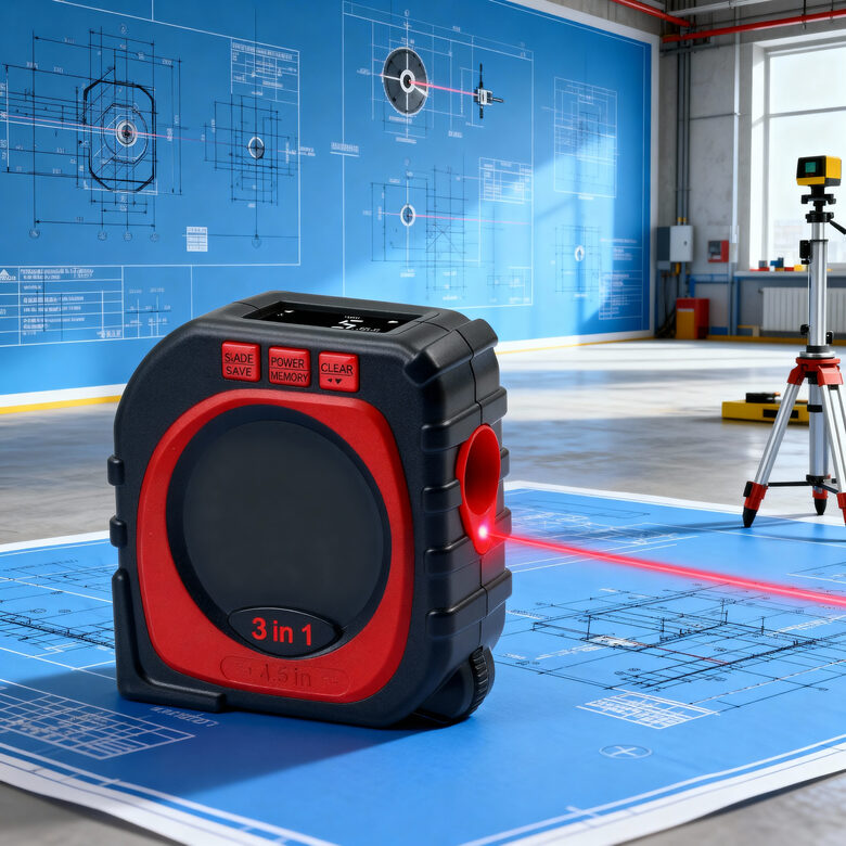 Attāluma mērītājs ar ultraskaņu, mērlenta (3 in 1), LCD displejs